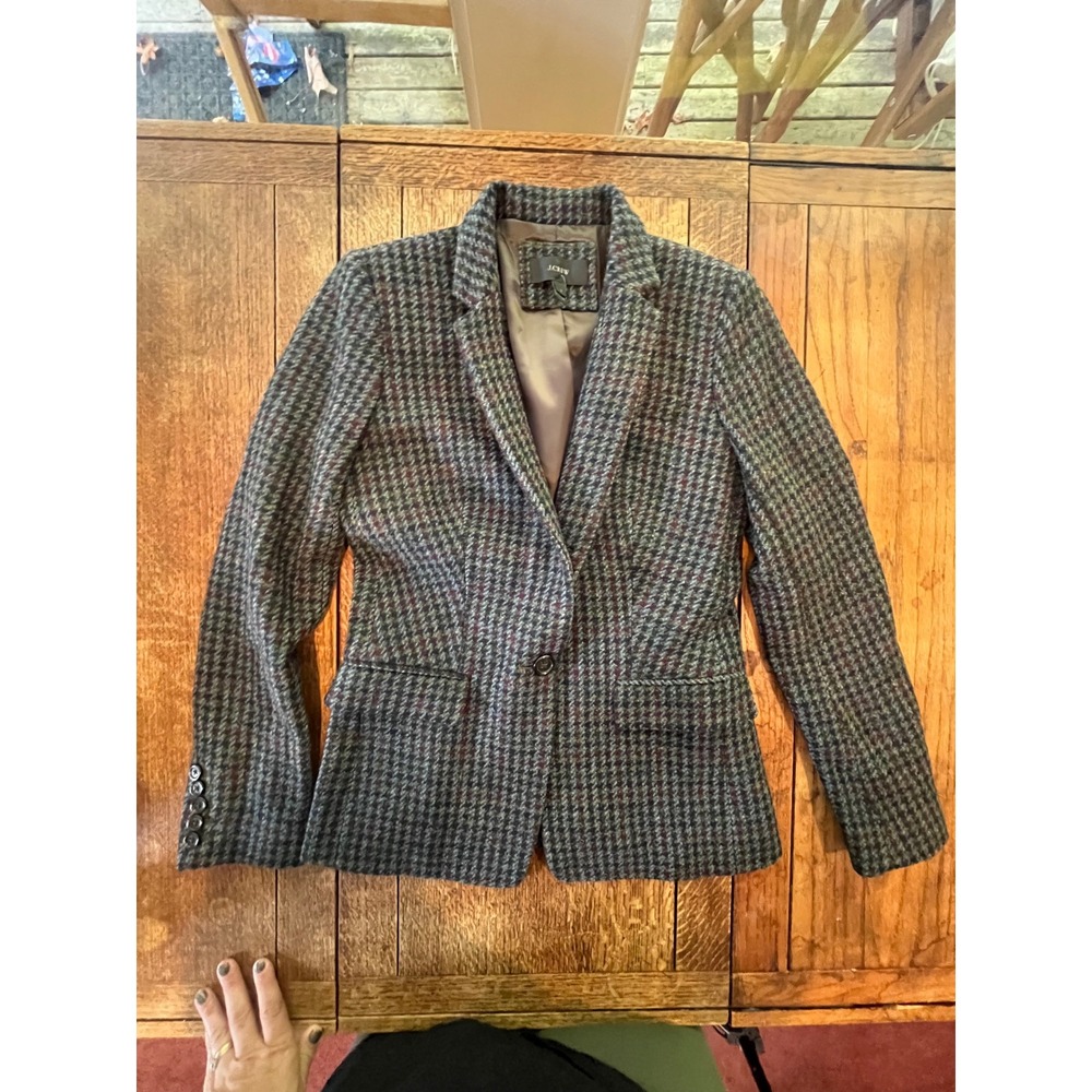 J. Crew 100% Wool tweed houndstooth blazer dark academia collegiate Ivy League 2